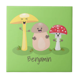 Cute kawaii svampsvampar toadstool kakelplatta