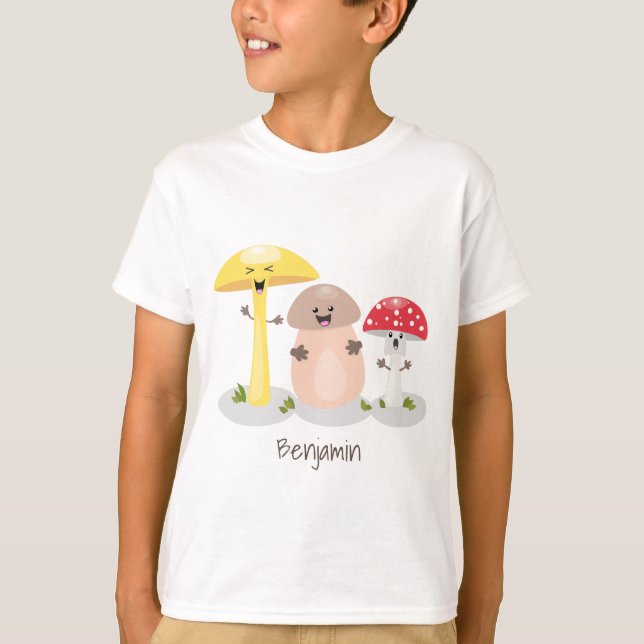 Cute kawaii svampsvampar toadstool t shirt (Framsida)
