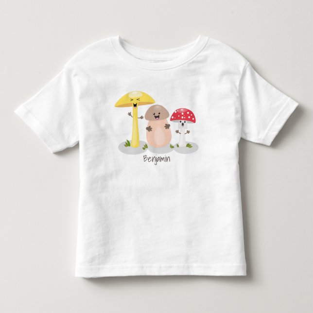 Cute kawaii svampsvampar toadstool t shirt (Framsida)