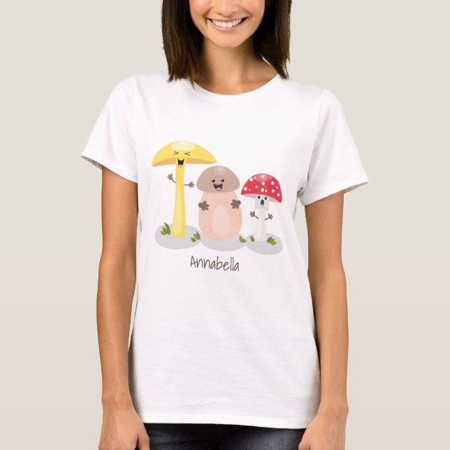 Cute kawaii svampsvampar toadstool t shirt (Framsida)