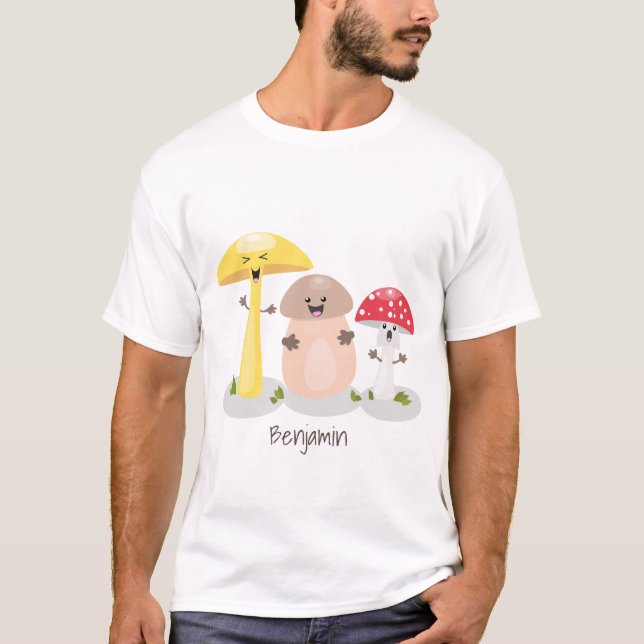 Cute kawaii svampsvampar toadstool t shirt (Framsida)