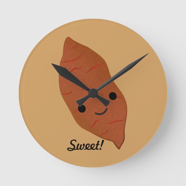 Cute Kawaii Sweet Potato Rund Klocka (Framsida)