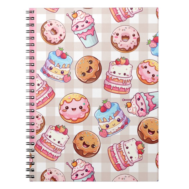Cute Kawaii Sweets Trets Notebook Anteckningsbok (Framsidan)