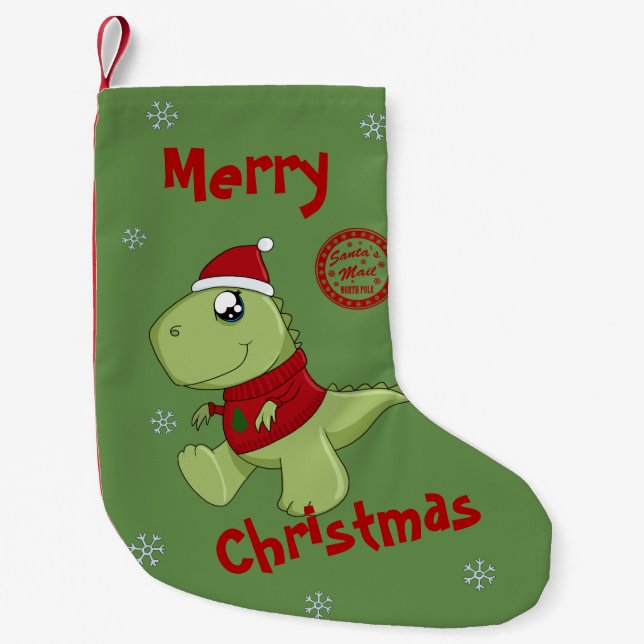 Cute Kawaii T-Rex - Chrismtas Liten Julstrumpa (Framsidan)