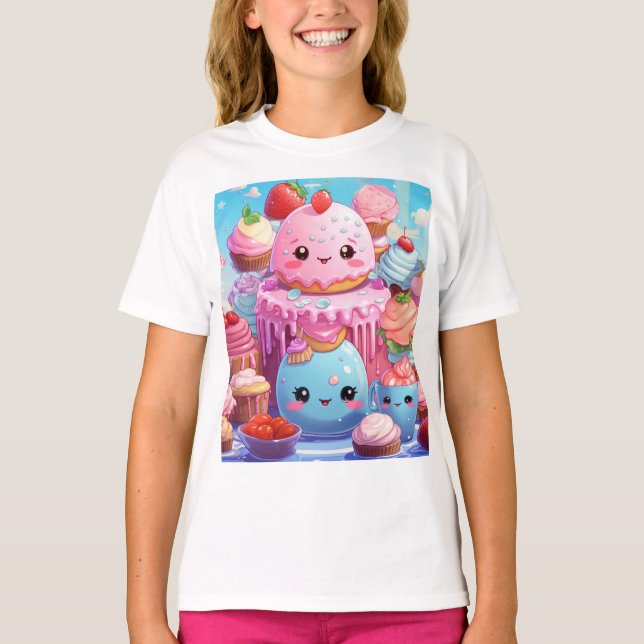 Cute Kawaii. T Shirt (Framsida)