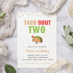 Cute Kawaii Taco Bout 2:a födelsedagen Barn Party Inbjudningar