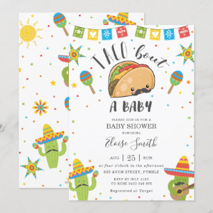 Cute Kawaii Taco 'Bout a Baby Fiesta Baby Shower' Inbjudningar