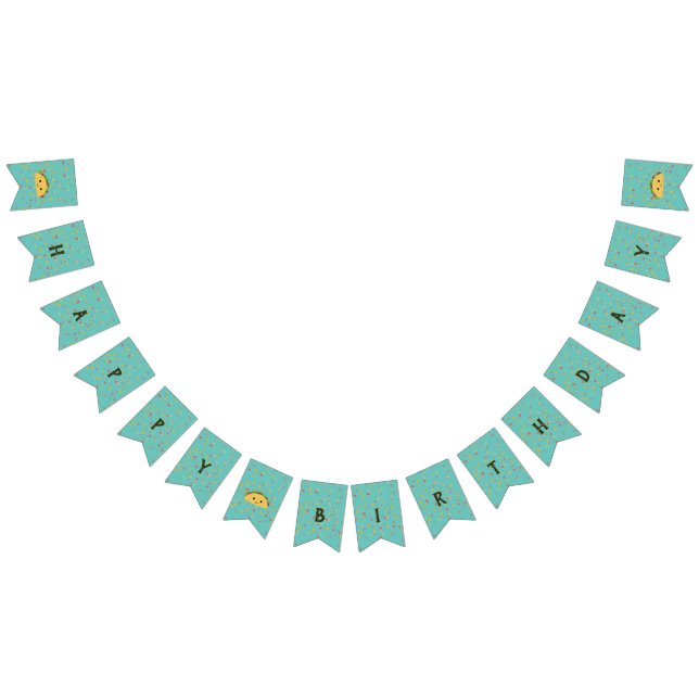 Cute Kawaii Taco Grattis på födelsedagen Vimplar (Alla)