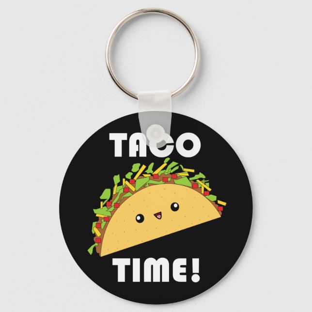 Cute kawaii Taco Time! Nyckelring (Framsida)