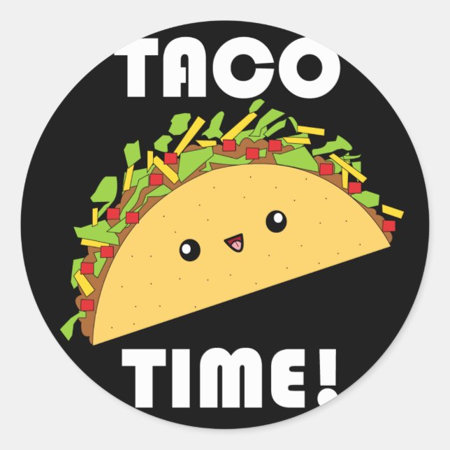 Cute kawaii Taco Time! Runt Klistermärke (Framsida)