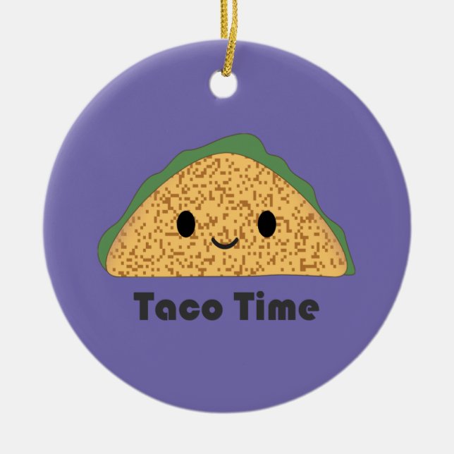 Cute Kawaii Taco Time Taco Julgransprydnad Keramik (Framsidan)