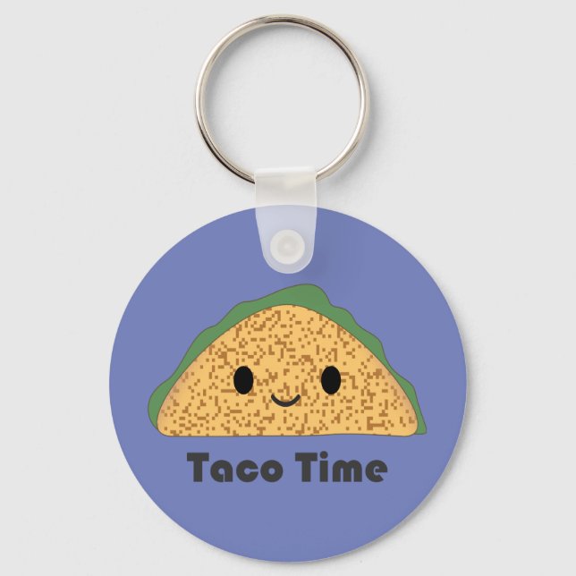 Cute Kawaii Taco Time Taco Nyckelring (Framsida)