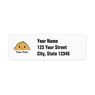 Cute Kawaii Taco Time Taco Returadress Etikett