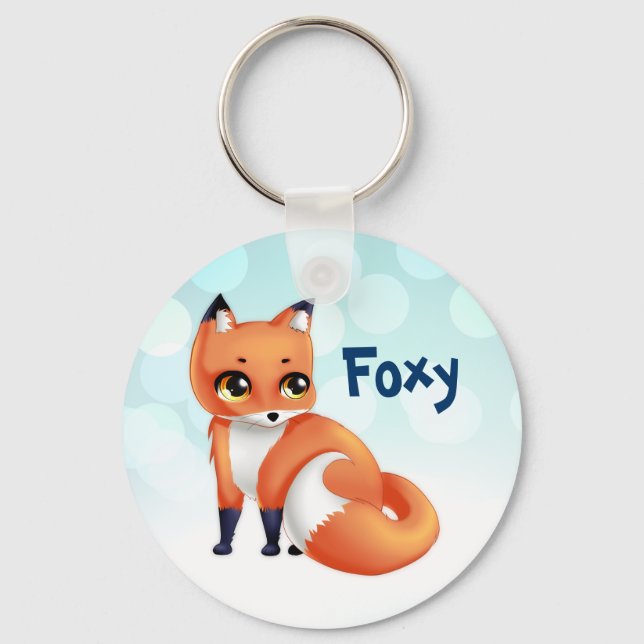 Cute Kawaii tecknad Fox Nyckelring (Framsida)