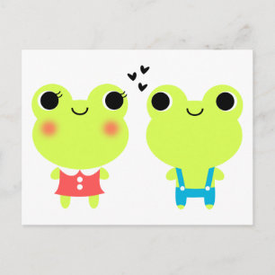 Cute Kawaii Tecknad Frog Valentiness vykort
