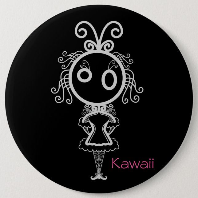 Cute Kawaii Tecknad Girl Knapp (Framsida)