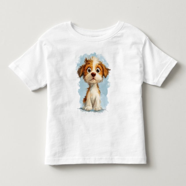Cute Kawaii Tecknad Puppy T Shirt (Framsida)