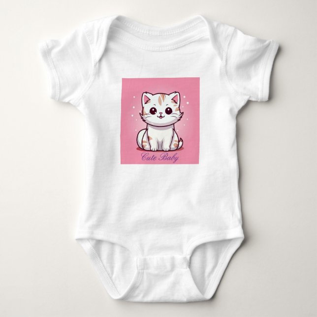 Cute kawaii tecknad-stil cat t shirt (Framsida)