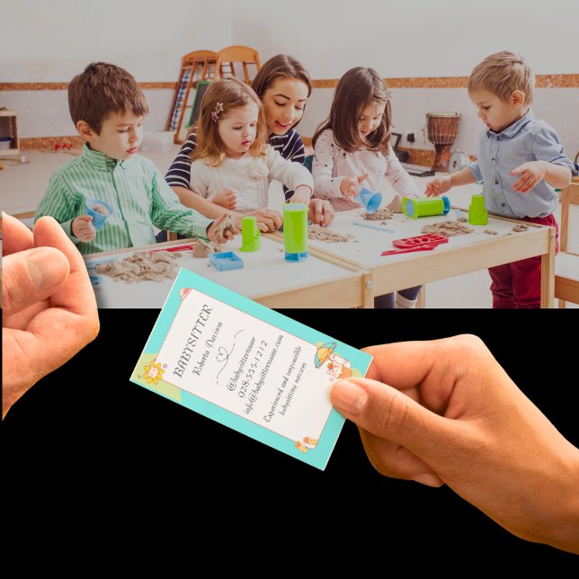 Cute Kawaii-Tecknaden Cat Babywatch Nanny QR Visitkort (Skapare uppladdad)