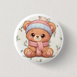 Cute Kawaii Teddy Bear Winter Button Knapp
