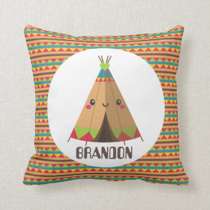 Cute Kawaii tepee add namn boys dekorkkudde Kudde