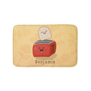 Cute kawaii toast och red toaster tecknad badrumsmatta
