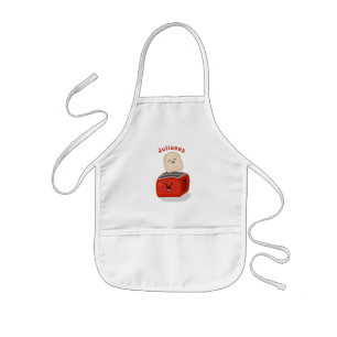 Cute kawaii toast och red toaster tecknad barnförkläde