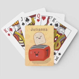 Cute kawaii toast och red toaster tecknad casinokort