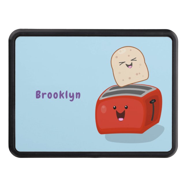 Cute kawaii toast och red toaster tecknad dragkroksskydd (Framsidan)