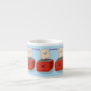 Cute kawaii toast och red toaster tecknad espressomugg