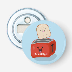 Cute kawaii toast och red toaster tecknad flasköppnare