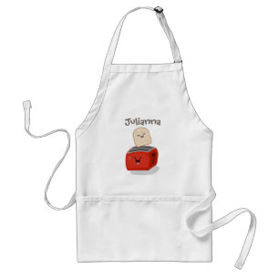 Cute kawaii toast och red toaster tecknad förkläde