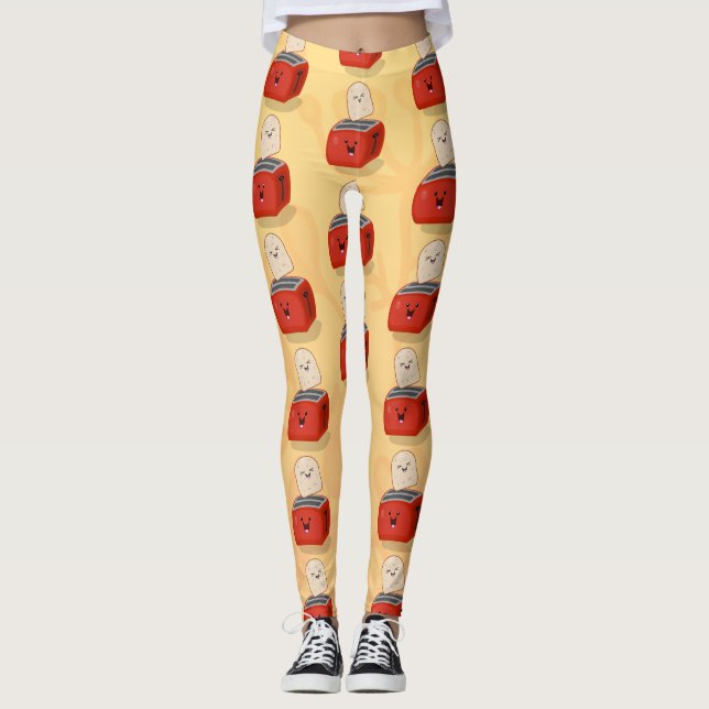 Cute kawaii toast och red toaster tecknad leggings (Framsida)