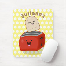 Cute kawaii toast och red toaster tecknad