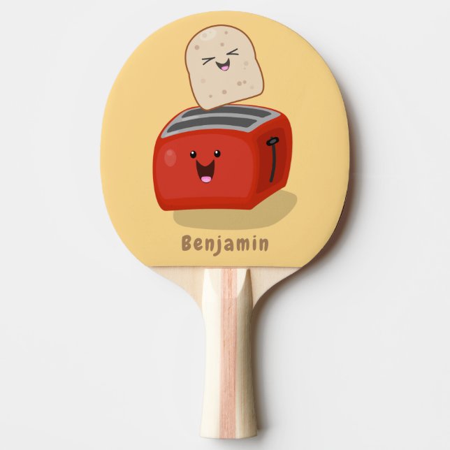 Cute kawaii toast och red toaster tecknad pingisracket (Framsidan)