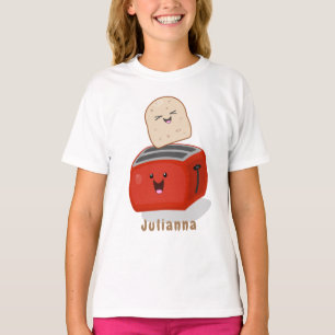 Cute kawaii toast och red toaster tecknad t shirt