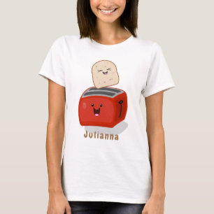 Cute kawaii toast och red toaster tecknad t shirt