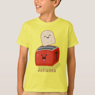 Cute kawaii toast och red toaster tecknad t shirt