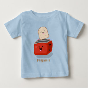 Cute kawaii toast och red toaster tecknad t shirt