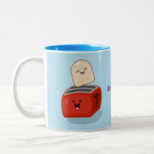 Cute kawaii toast och red toaster tecknad Två-Tonad mugg