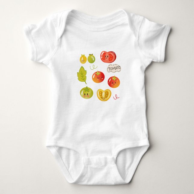 Cute Kawaii Tomato Clipart Set T Shirt (Framsida)