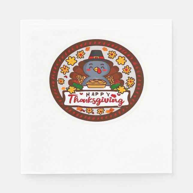 Cute Kawaii Turkiet - Happy thanksgiving Classic T Pappersservett (Framsidan)