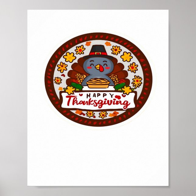 Cute Kawaii Turkiet - Happy thanksgiving Classic T Poster (Framsidan)