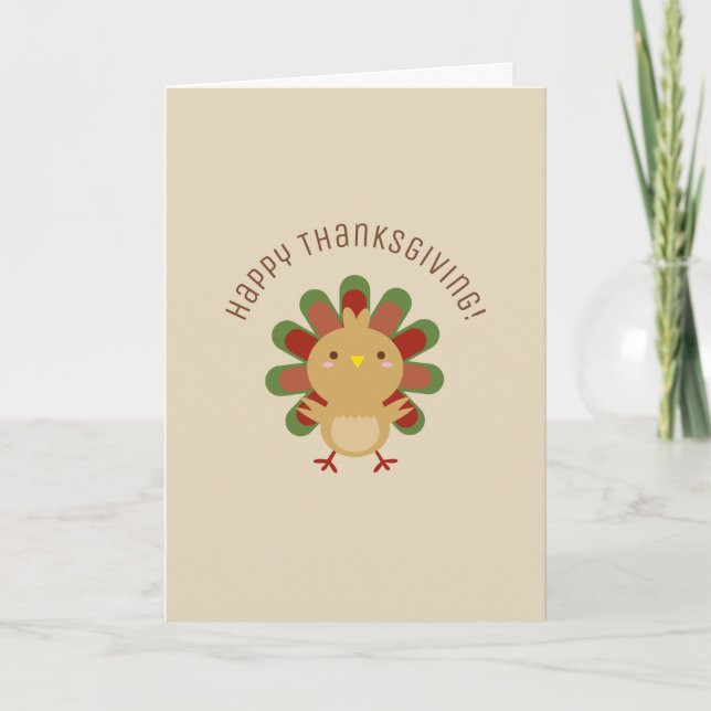 Cute Kawaii Turkiet Happy thanksgiving Hälsning Kort (Framsida)