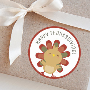 Cute Kawaii Turkiet Happy thanksgiving Runt Klistermärke