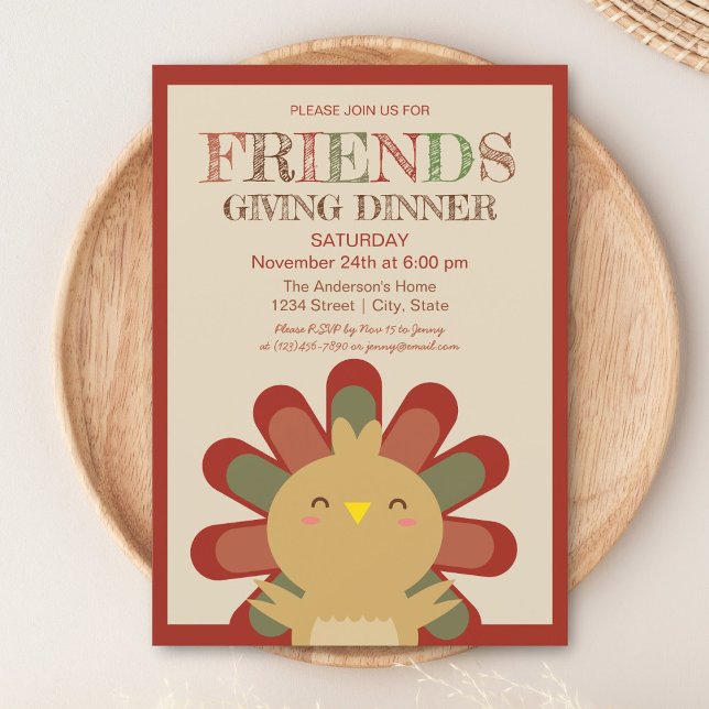 Cute Kawaii Turkiet - Thanksgiving - middagsinbjud Inbjudningar (Skapare uppladdad)