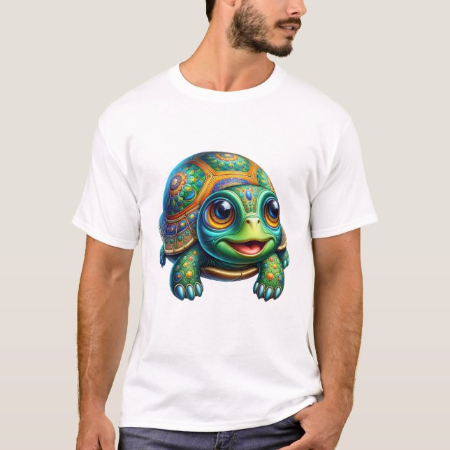 Cute Kawaii Turtle Clipart  T Shirt (Framsida)