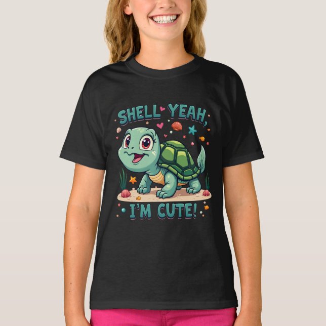 Cute Kawaii Turtle med Funny Pun Ocean Aesthetic T Shirt (Framsida)