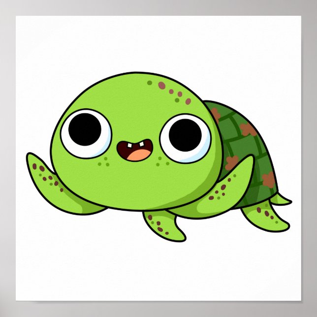 Cute Kawaii Turtle Poster (Framsidan)