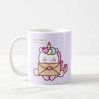 Cute Kawaii Unicorn Love Illustration Kaffemugg